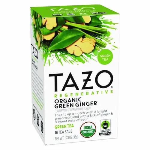 Tazo® Tea Bags, Organic Green Ginger, 16/Box