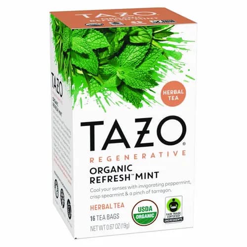 Tazo® Tea Bags, Organic Refresh Mint, 16/Box, 6 Boxes/Carton