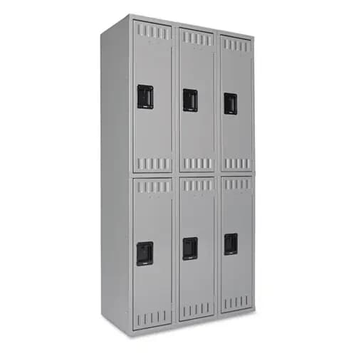 Tennsco Double Tier Locker, Triple Stack, Medium Gray