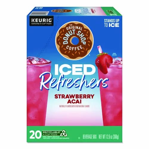The Original Donut Shop® ICED Refreshers K-Cup Pods, Strawberry, 20/Box