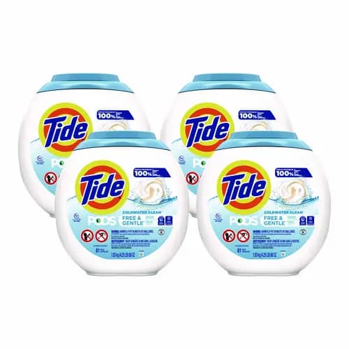 Tide® Pods, HE Compatible, Unscented, 81 Pods/Tub, 4 Tubs/Carton