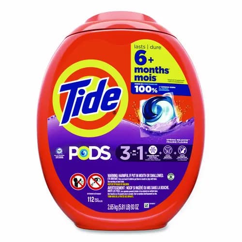 Tide® PODS Laundry Detergent, Spring Meadow, 112 Pods/Tub