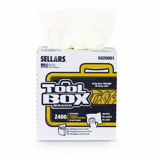 TOOLBOX® Z400 Interfold Pop-Up Wipers, 8.5" x 16.5", 1-Ply, White, 8/Carton
