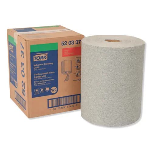 Tork® Industrial Cleaning Cloths, 1-Ply, Gray, 500 Wipes/Roll