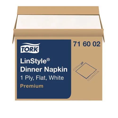 Tork® LinStyle Dinner Napkin, 1-Ply, 15 x 16, White - 1,000/Carton