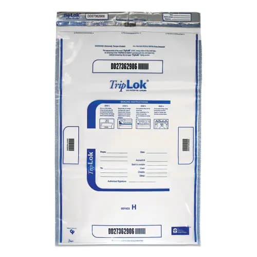 TripLOK™ Deposit Bag, Plastic, Clear, 20 x 28, 4 mil, 50/Pack