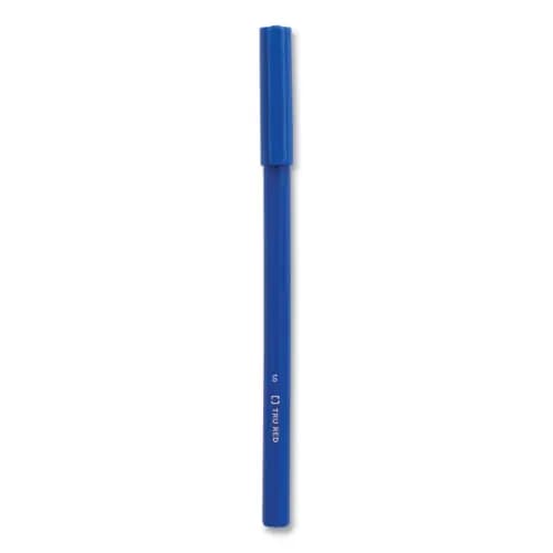 TRU RED™ Ballpoint Pen, Stick, Medium 1 mm, Blue Ink, Blue Barrel, Dozen