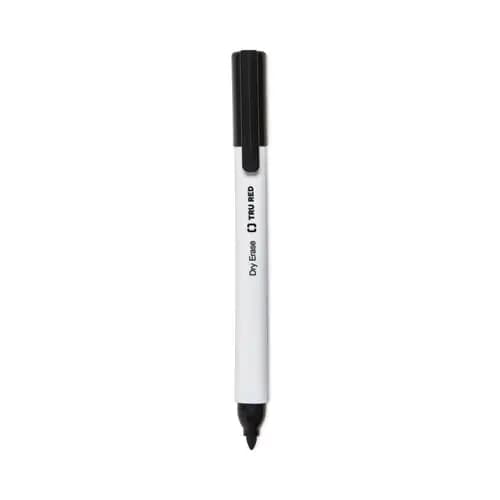 TRU RED™ Dry Erase Marker, Pen-Style, Fine Bullet Tip, Black, 4/Pack