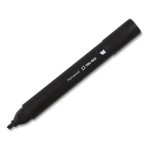 TRU RED™ Permanent Marker, Tank-Style, Medium Chisel Tip, Black, 36/Pack
