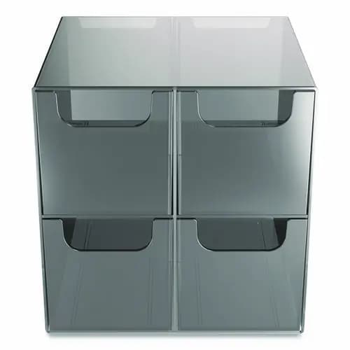 TRU RED™ Plastic Cube Desktop Organizer, 4 Compartments, Smoke