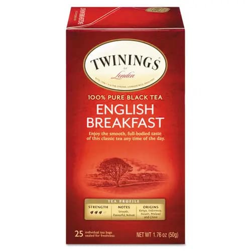 TWININGS® Tea Bags, English Breakfast, 25/Box