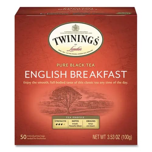 TWININGS® Tea Bags, English Breakfast, 50/Box