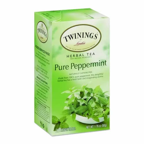 TWININGS® Tea Bags, Pure Peppermint, 25/Box
