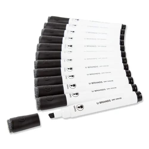 U Brands Chisel Tip Low-Odor Dry-Erase Markers with Erasers