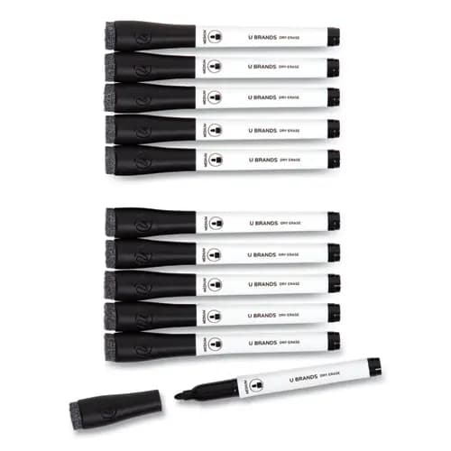 U Brands Medium Point Low-Odor Dry-Erase Markers with Erasers