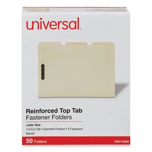 Universal® Deluxe Reinforced Top Tab Fastener Folders