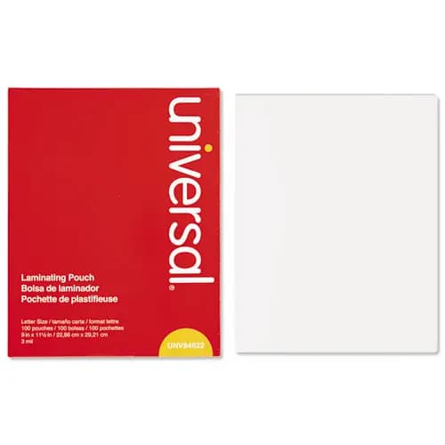 Universal® Laminating Pouches, 3 mil, 9" x 11.5", Gloss Clear, 100/Box