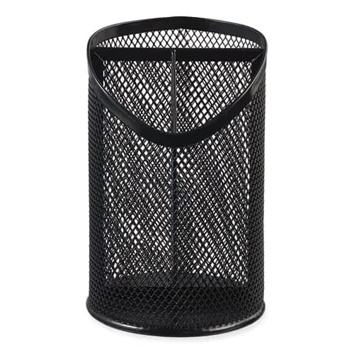Universal® Metal Mesh 3-Compartment Pencil Cup, Black