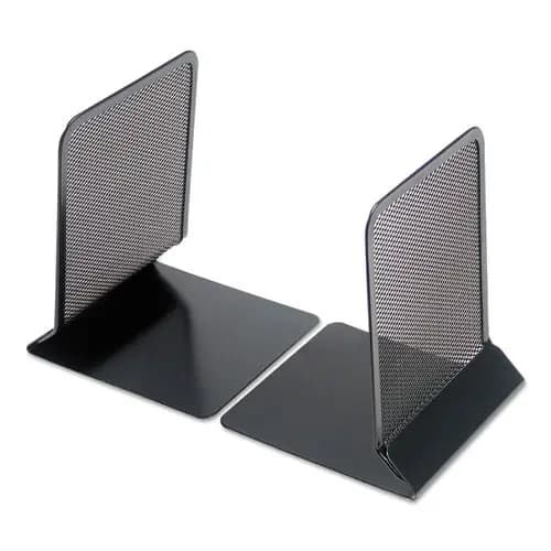 Universal® Metal Mesh Bookends, Nonskid, Black, 1 Pair