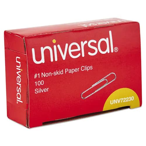 Universal® Paper Clips #1, Nonskid, Silver, 100 Clips/Box, 10 Boxes/Pack