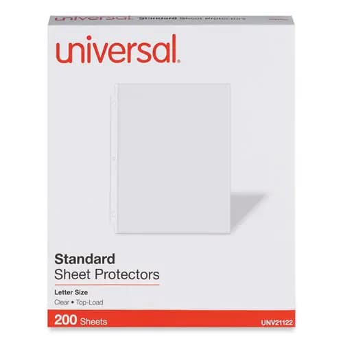 Universal® Standard Sheet Protector, 8.5 x 11, Clear, 200/Box