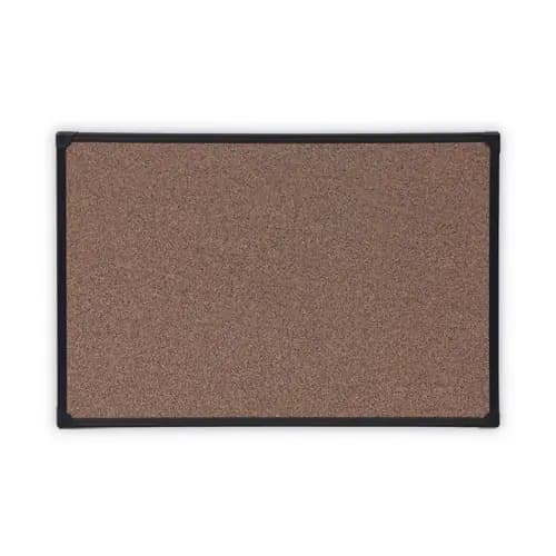Universal® Tech Cork Board, 36" x 24", Brown Surface, Black Plastic Frame