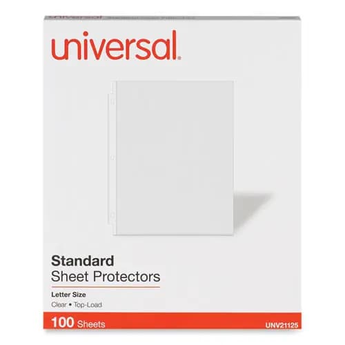 Universal® Top-Load Poly Sheet Protectors, Standard, Letter, Clear, 100/Box