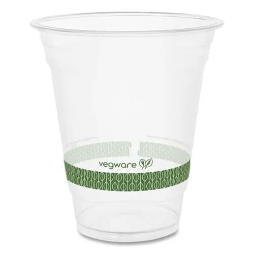 Vegware™ 96-Series Cold Cup, 12 oz, Plastic, Clear/Green, 1,000/Carton