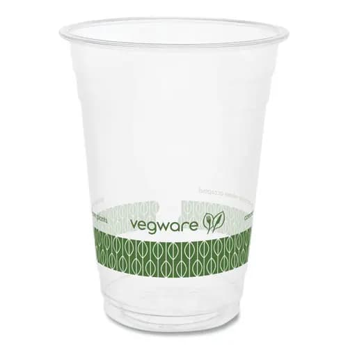 Vegware™ 96-Series Cold Cup, 16 oz, Plastic, Clear/Green, 1,000/Carton