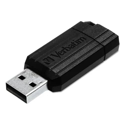 Verbatim® PinStripe USB 2.0 Flash Drive, 16 GB, Black