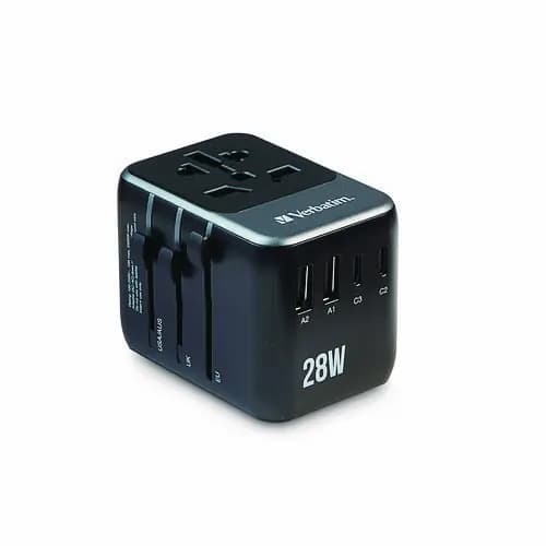 Verbatim® UTA-07 Universal Travel Adapter, (3) USB-A, (3) USB-C