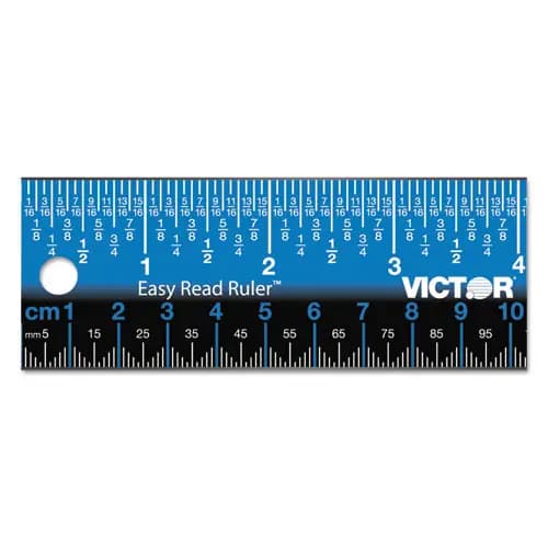 Victor® Easy Read Stainless Steel Ruler, Standard/Metric, 18.25" Long, Blue