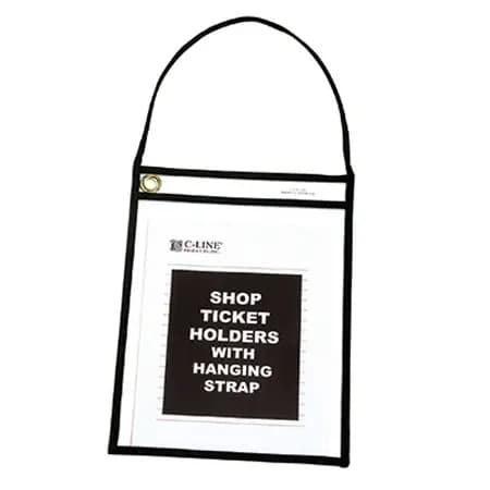 Vinyl Job/Shop Ticket Holder 9" x 12" Hanging Clear, Pack of 15