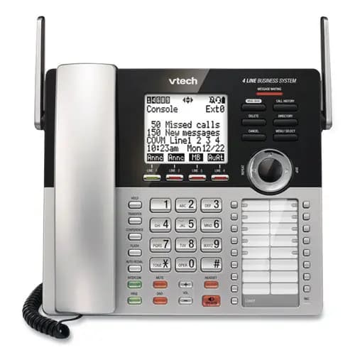 Vtech® CM18445 Four-Line Business System Cordless Phone, Silver/Black