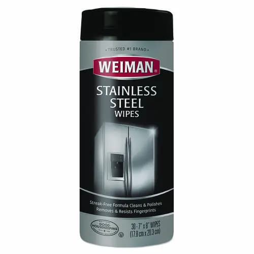 WEIMAN® Stainless Steel Wipes, White, 7" x 8", 30 Wipes/Canister