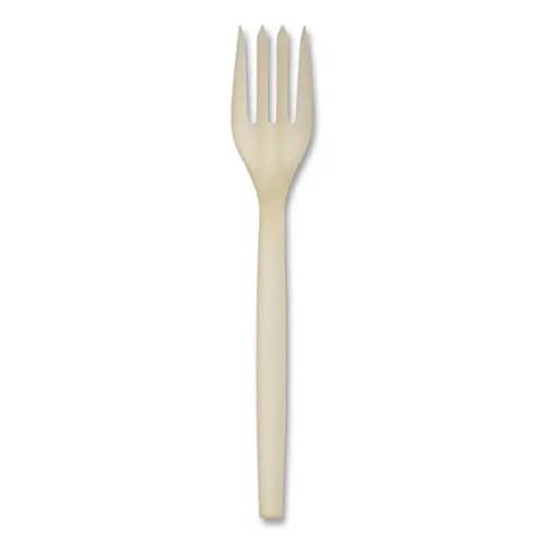WNA EcoSense Renewable Plant Starch Cutlery Fork, Plastic, Cream - 50 Pack
