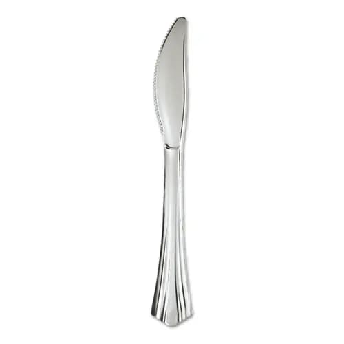 WNA Heavyweight Plastic Knives, Reflections Design, Silver, 600/Carton