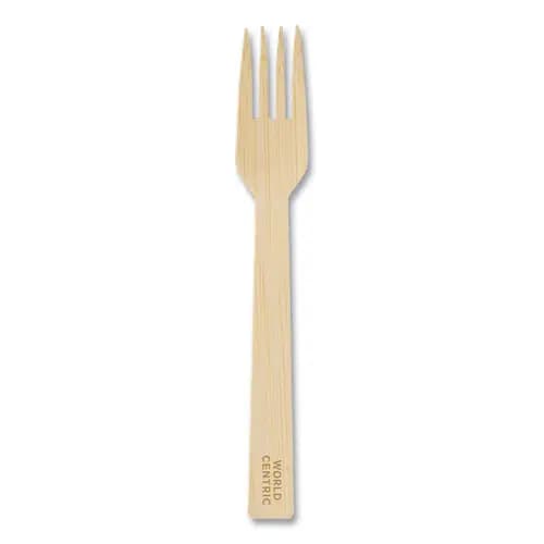 World Centric® Bamboo Cutlery, Fork, Paper, Natural, 2,000/Carton