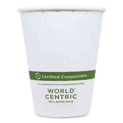 World Centric® Double Wall Paper Hot Cups, 8 oz, White, 1,000/Carton
