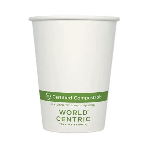 World Centric® Paper Hot Cups, 12 oz, White, 1,000/Carton