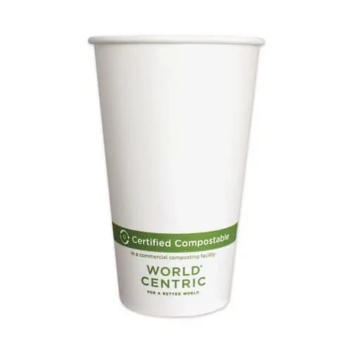 World Centric® Paper Hot Cups, 16 oz, White, 1,000/Carton