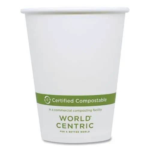 World Centric® Paper Hot Cups, 8 oz, White, 1,000/Carton