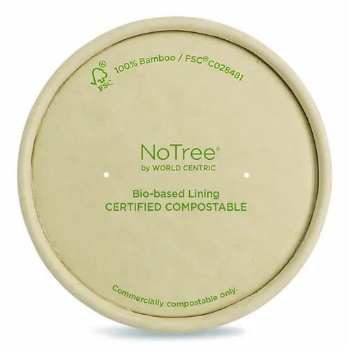 World Centric® Paper Lids for Bowls, 3.6" Diameter, Brown, 500/Carton