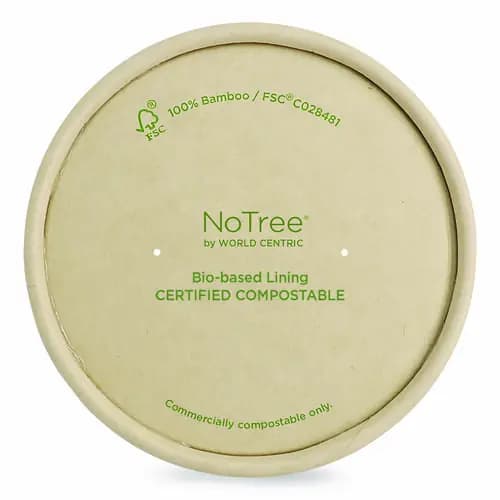 World Centric® Paper Lids for Bowls, 4.6" Diameter, Brown, 500/Carton