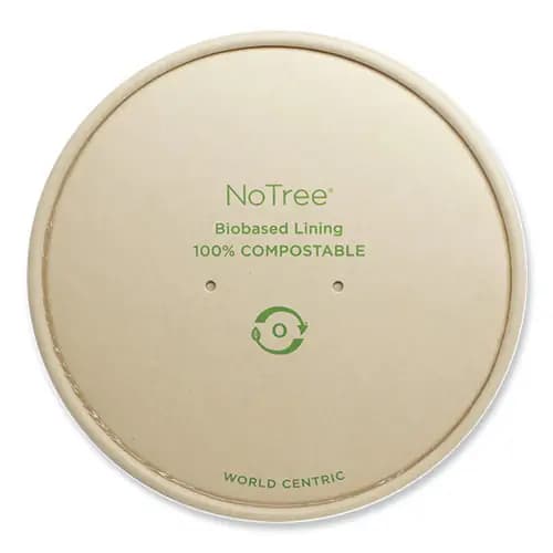 World Centric® Paper Lids for Bowls, 5.9" Diameter, Natural, 300/Carton