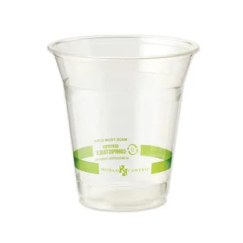 World Centric® PLA Clear Cold Cups, 12 oz, Plastic, Clear, 1,000/Carton