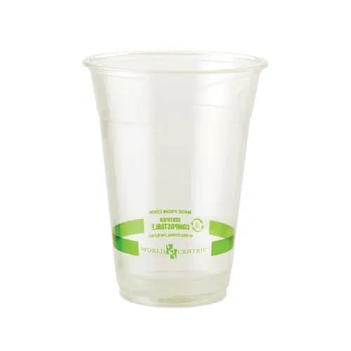 World Centric® PLA Clear Cold Cups, 16 oz, Clear, 1,000/Carton