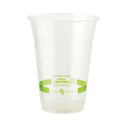 World Centric® PLA Clear Cold Cups, 20 oz, Plastic, Clear, 1,000/Carton