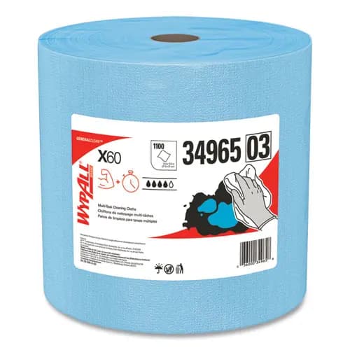 WypAll® General Clean X60 Cloths, Jumbo Roll, Blue, 1,100 Wipes/Roll