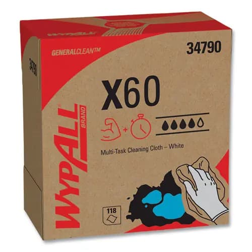 WypAll® General Clean X60 Cloths, POP-UP Box, White, 118 Cloths